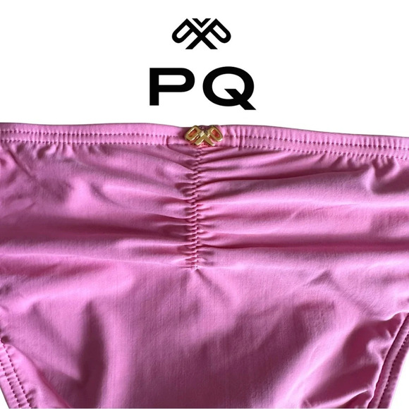 🛍️3/$40 PQ Luxury Swimwear Bubble Gum Pink Swimsuit Bottom Back Shirring Small - Picture 5 of 6